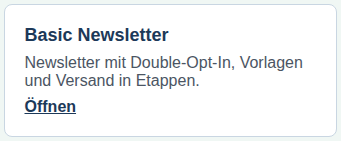 Die freigeschaltete Kachel 4digEt Basic Newsletter im Dashboard von intern.4diget.de
