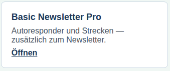 Die freigeschaltete Kachel 4digEt Basic Newsletter Pro im Dashboard von intern.4diget.de