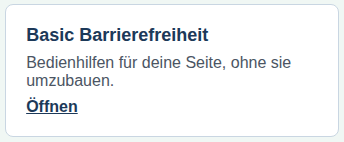 Die freigeschaltete Kachel Basic Barrierefreiheit im Dashboard von intern.4diget.de