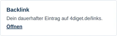 Dashboard von intern.4diget.de mit der freigeschalteten Kachel Backlink