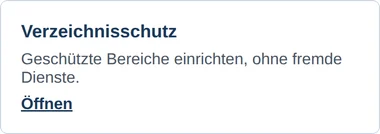 Dashboard von intern.4diget.de mit der freigeschalteten Kachel Verzeichnisschutz