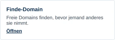Dashboard von intern.4diget.de mit der freigeschalteten Kachel Finde-Domain