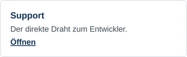 Dashboard von intern.4diget.de mit der freigeschalteten Kachel Support